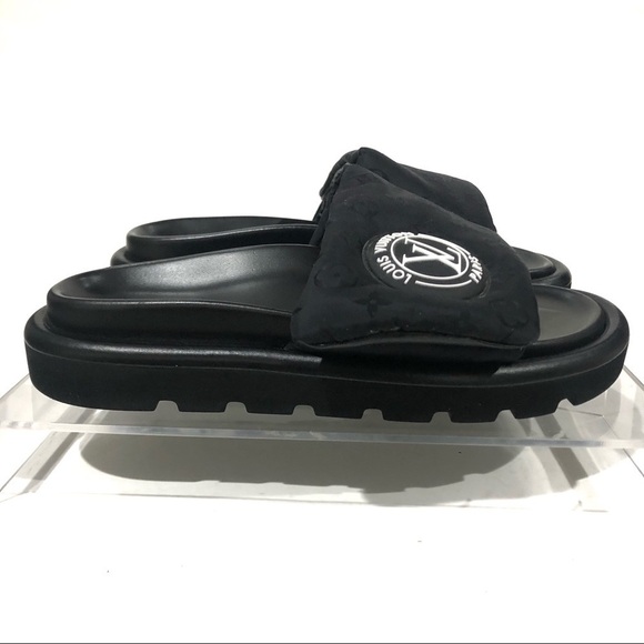 Louis Vuitton HTF Pool Pillow Flat Mules Slides Comfy Black Noir Size 38 - Picture 4 of 13